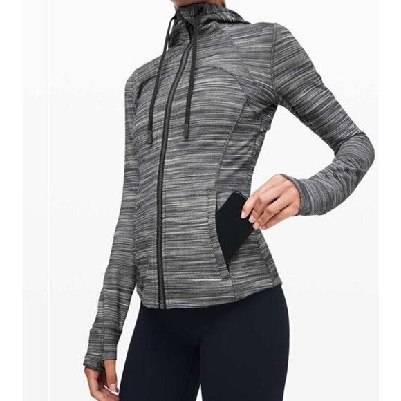 Lululemon Hooded Define Jacket Heathered Black / White Size 8 MF - Picture 5 of 6